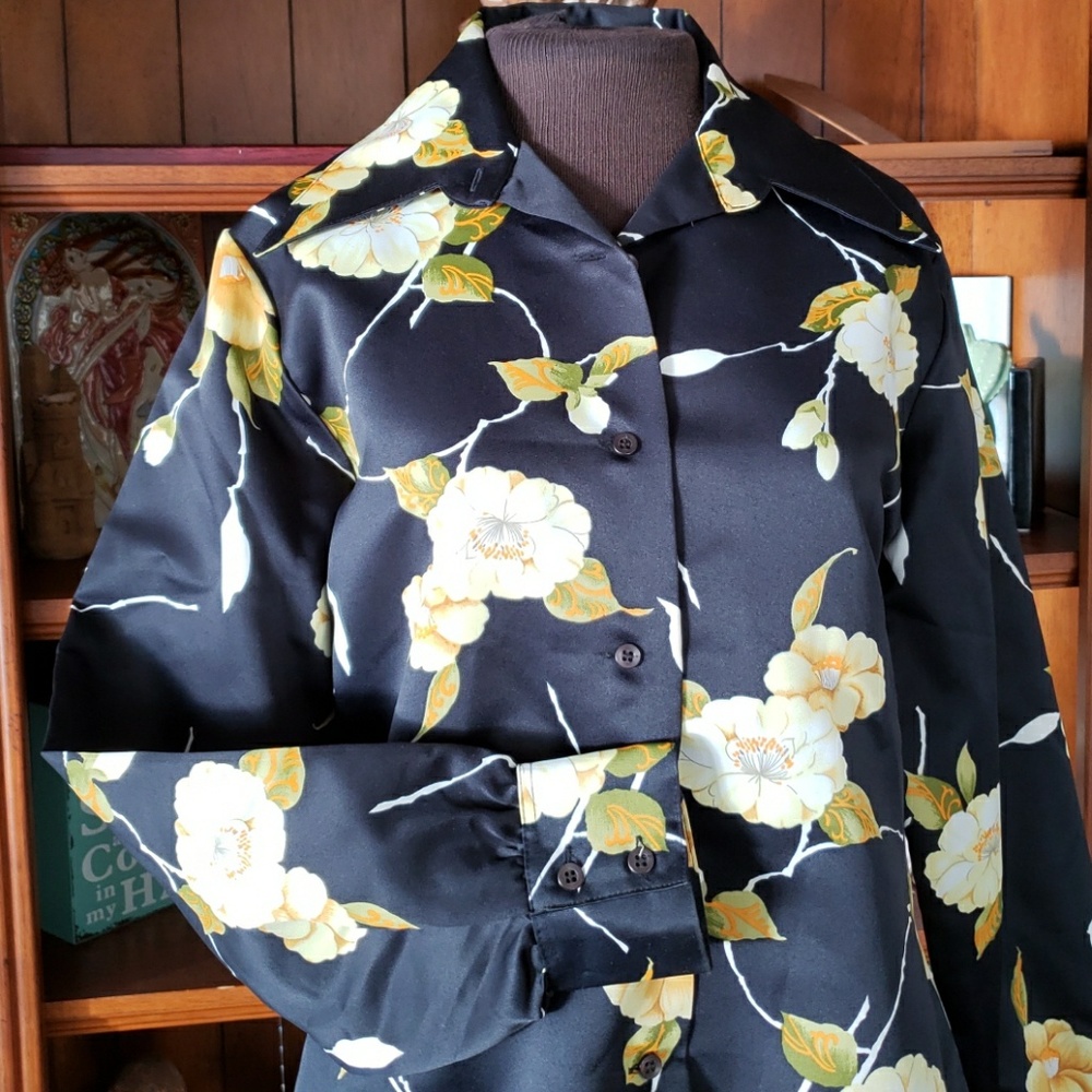 Vintage polyester floral print blouse